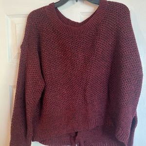 Maroon with black sweater with tie in back